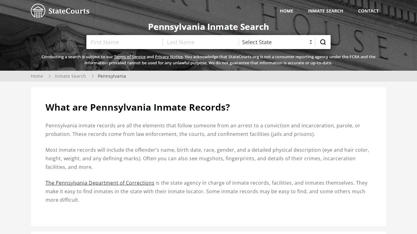 What are Pennsylvania Inmate Records? - State Courts